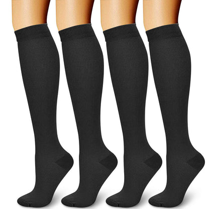 6 Pairs Support Socks Firm Compression Hose Opaque Knee High Wide Calf Stockings