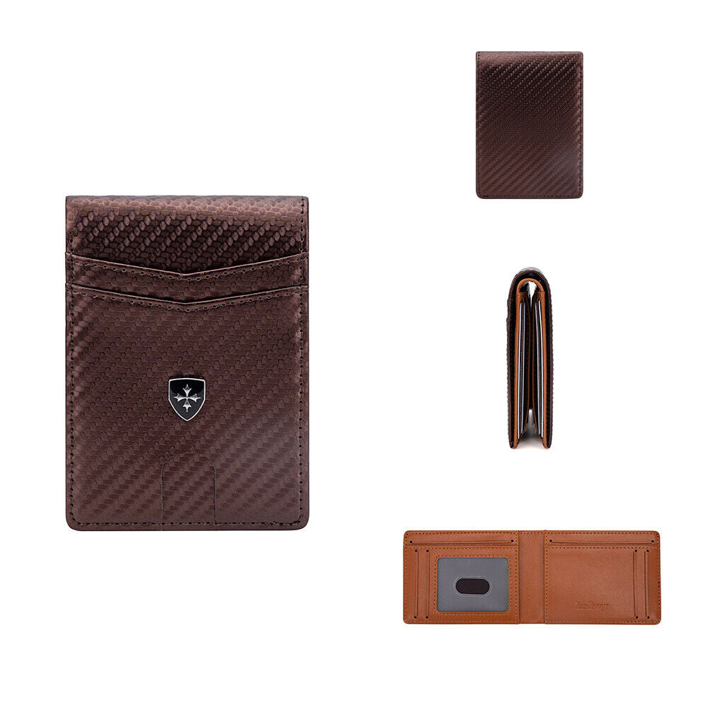 Men's RFID Blocking Wallet Slim Bifold – Minimalist Leather Card Holder for Front Pocket | Stylish & Secure Gift for Anniversary, Birthday, Christmas