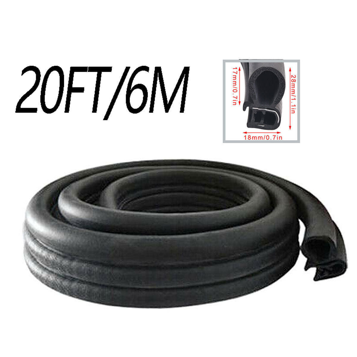 For 20Ft Car SUV Rubber Seal Weather Strip Door Window Lock Trunk Hood Edge Trim