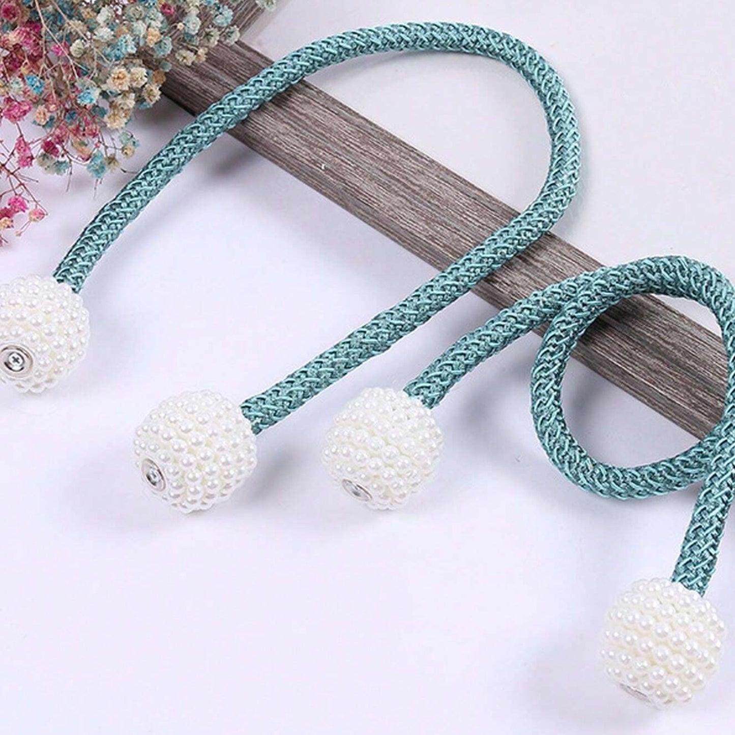 2Pcs Curtain Tiebacks Holdbacks Magnetic Buckle Woven Tie Hold Back Clips Rope