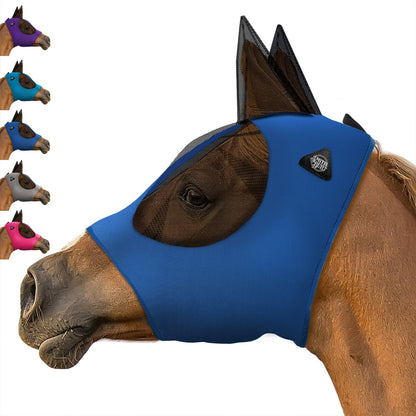 Lycra Horse Fly Mask, Breathable Fabric, Mesh Eyes & Ears, UV Protection