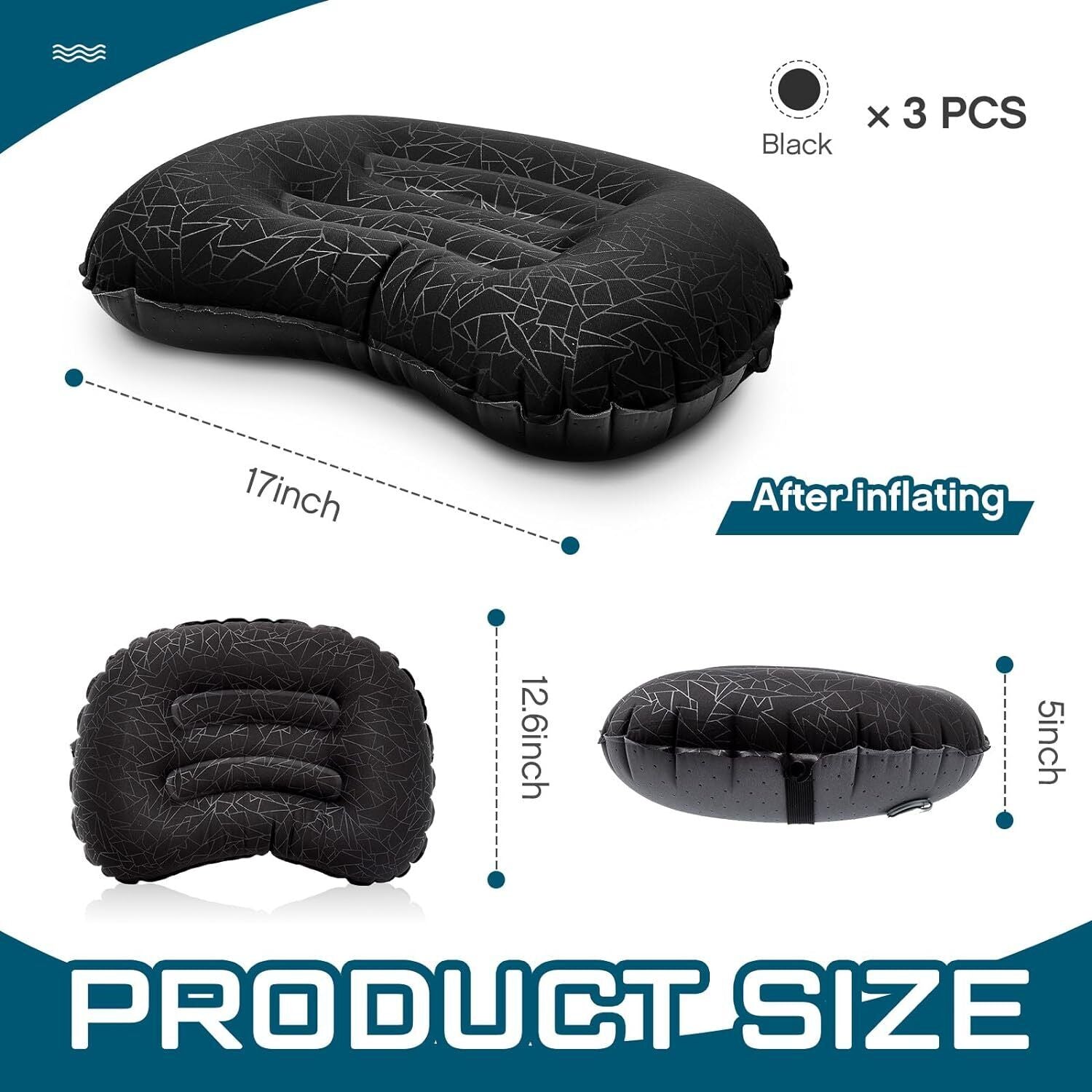 3Pcs Ultralight Pillow Inflatable Camping Pillow for Neck and Lumbar Beach, Camp