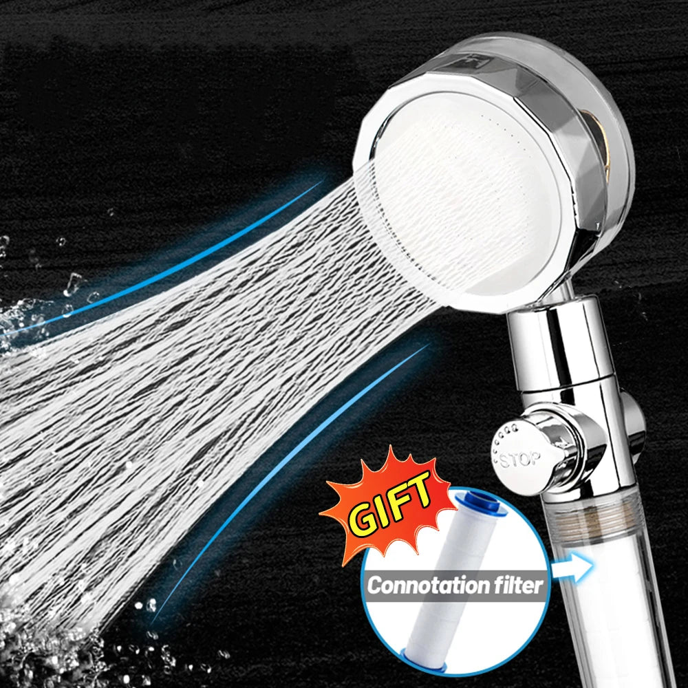 High Pressure Turbo Shower Head 360° Rotated Powerful Water Saving Hand Spray