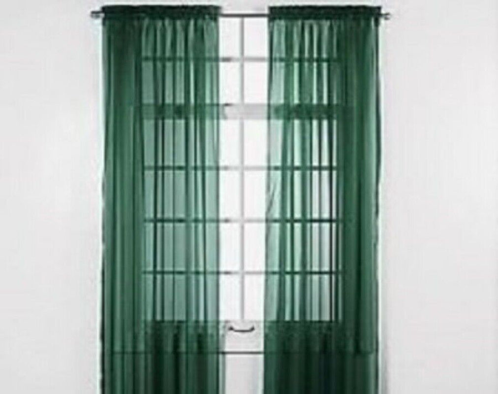 2 Piece Sheer Voile Window Elegance Curtains Drape Treatment 63, 84 Length