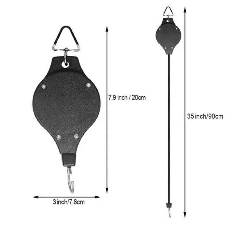 2-Piece Retractable Plant Pulley Set - Adjustable Hook for Hanging Baskets & Pot