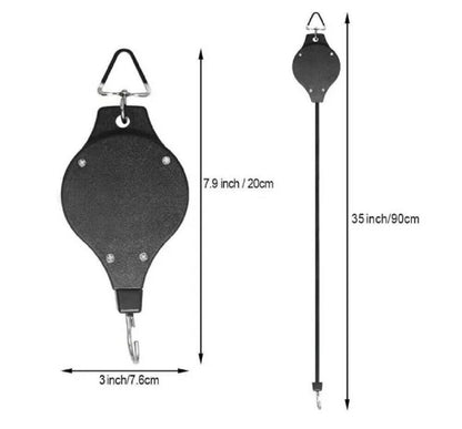 2-Piece Retractable Plant Pulley Set - Adjustable Hook for Hanging Baskets & Pot