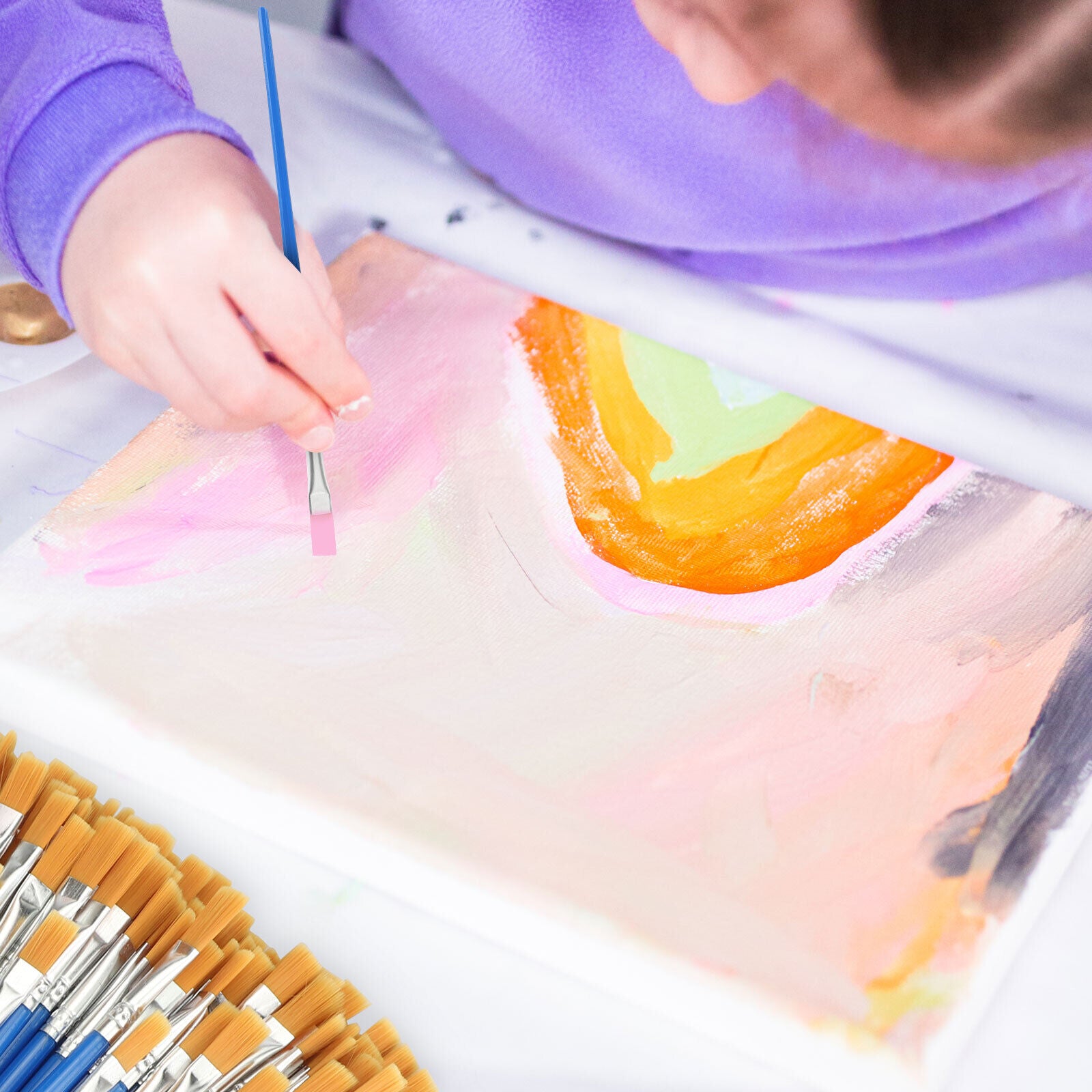 100Pcs Artist Paint Brushes Set Art Acrylic Oil Watercolour Painting Craft Model