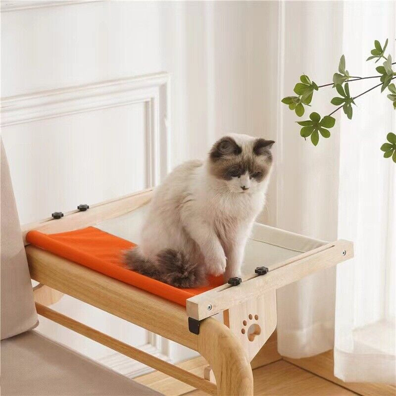 Cat Window Perch Hammock - Adjustable Large Cat Bed for Window Sills, Sturdy 40lbs Support, No Suction Cups, Easy Assembly, Ideal Sunbathing Spot