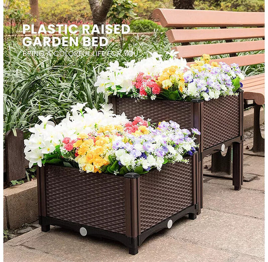 2X Elevated Rectangular Raised Garden Bed Flower Vegetable Grow Planter Care Box