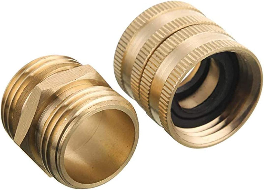 Heavy Duty Brass Garden Hose Adapters 4-Pack, Male to Male & Female to Female 3/4” Couplers, Durable, Leak-Free Connectors with Extra Washers