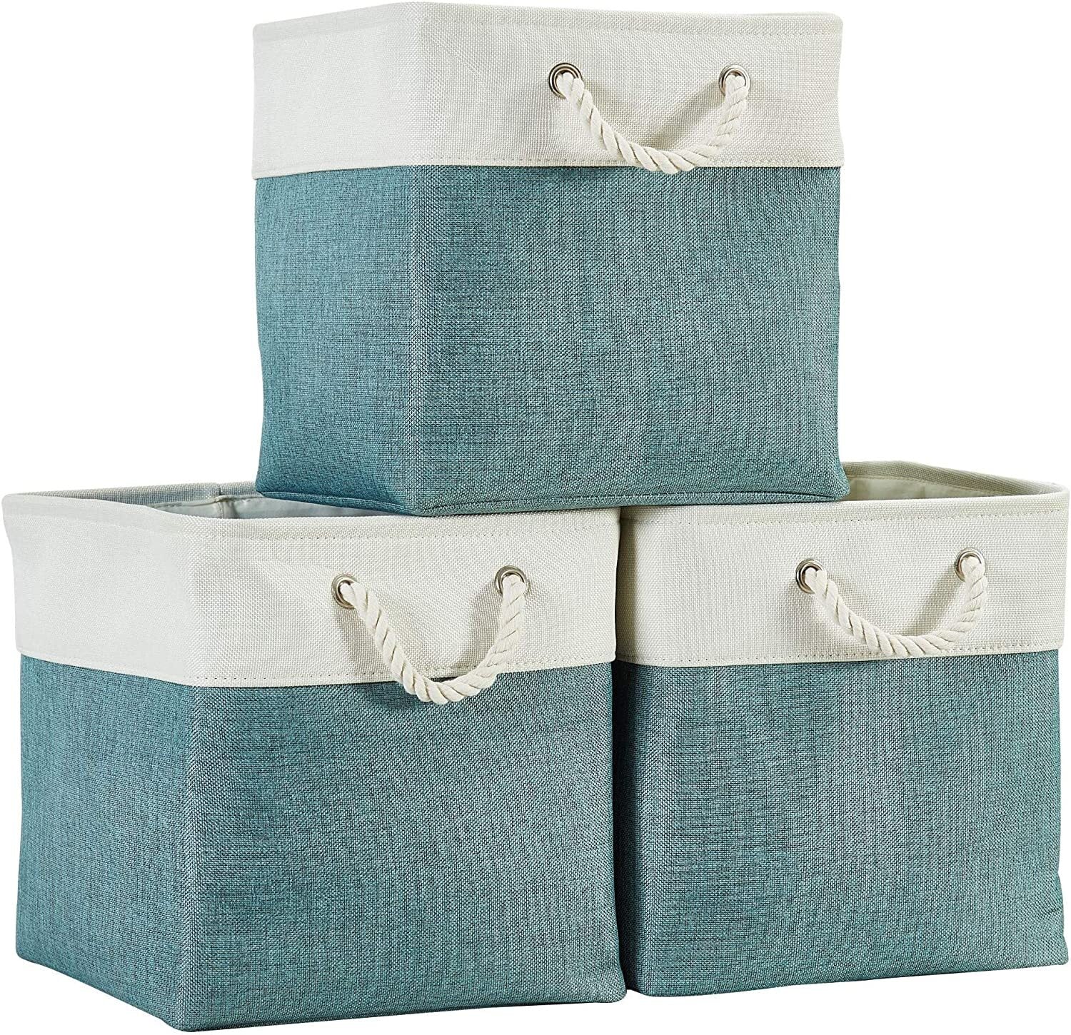 Large Storage Basket Rectangular Fabric Collapsible Organizer Bin Box 13×13×13In