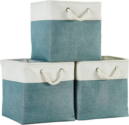 Large Storage Basket Rectangular Fabric Collapsible Organizer Bin Box 13×13×13In