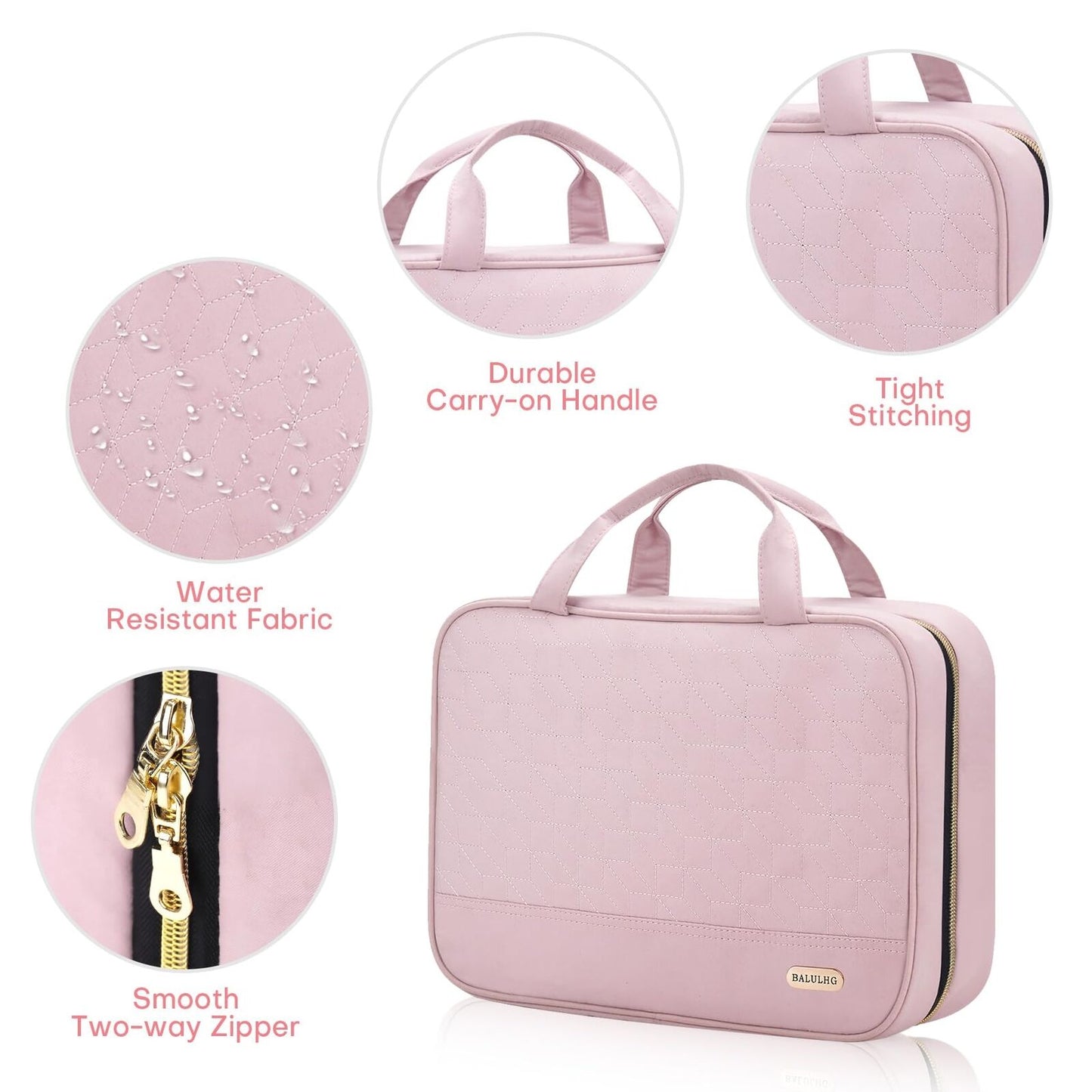 Portable Makeup Bag cosmetic Bag Travel Toiletry Bag for Women with Hanging Hook Traveling Essentials Organizer