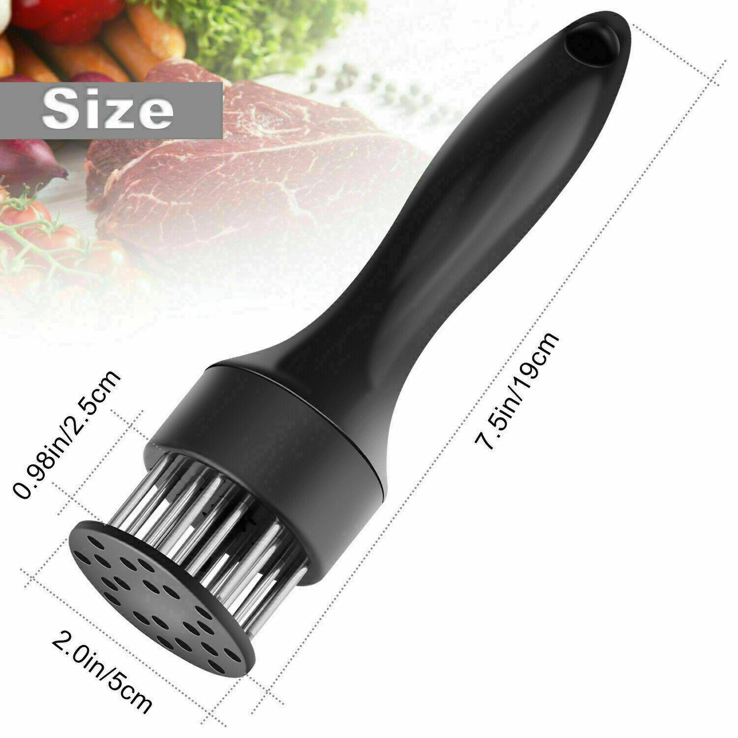 Meat Tenderizer Tool 21-Pin Stainless Steel Blades - Tender & Juicy Meat, Quick Marinade, Safe Cover, Easy to Use & Clean for Beef, Chicken, 