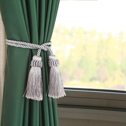 4PCS Curtain Tiebacks Handmade Decorative Curtain Holdbacks Rope with Tassel