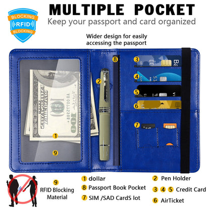 RFID Blocking Leather Passport Holder – Slim Wallet Cover with Card Slots for Men & Women | Airport Must-Have Organizer Travel Essentials