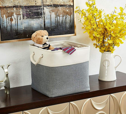 Large Storage Basket Rectangular Fabric Collapsible Organizer Bin Box 13×13×13In