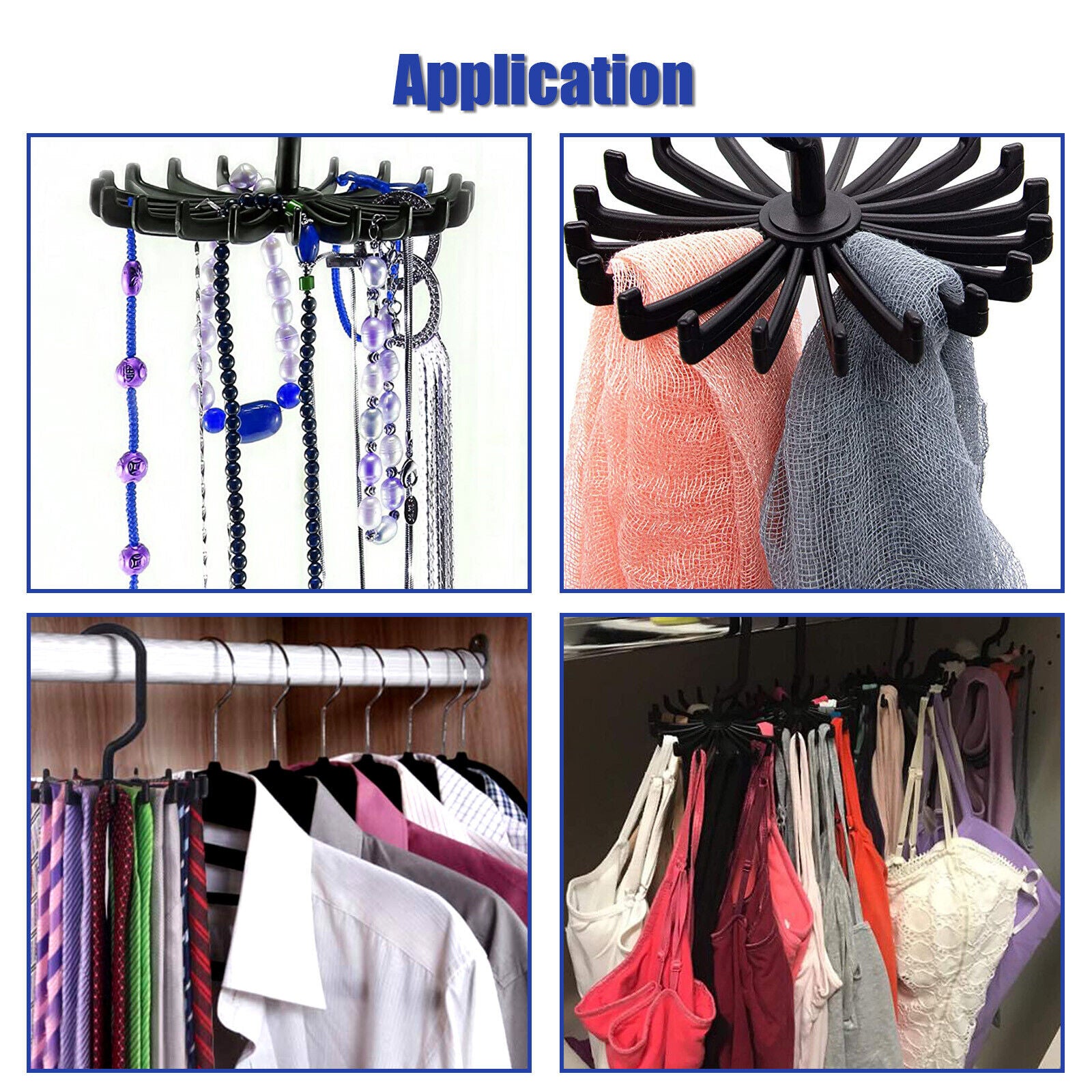 Neck Tie Rack 360° Rotating Hanger – Organize Ties, Belts & Scarves, Space-Saving Closet | Lightweight Smooth Installation Plastic Traditional Hanging
