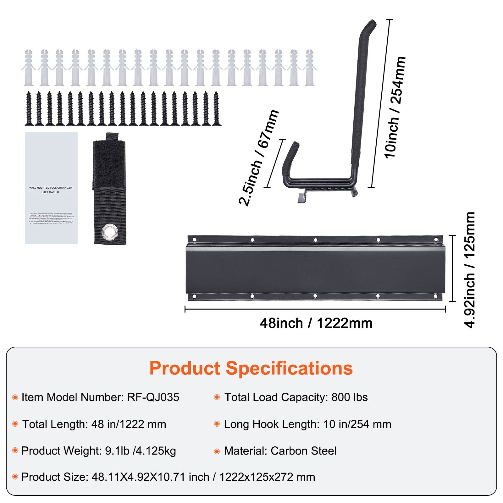 Garage Tool Organizer Storage Rack Holder Wall Mounted Heavy Duty 800 Lbs