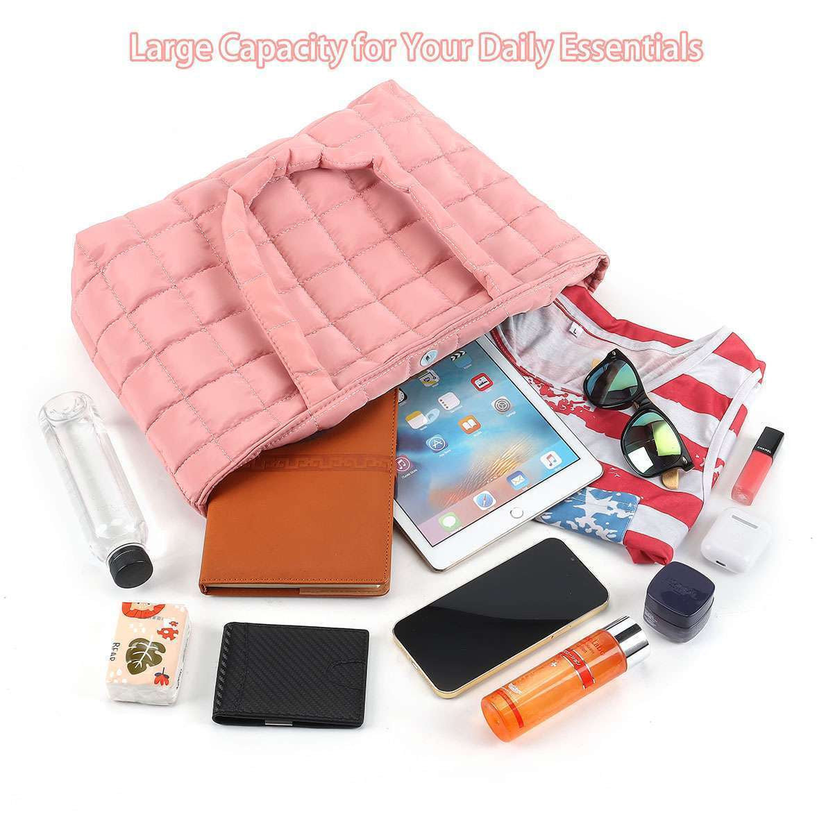 Women Puffer Tote Bag Quilted Puffy Handbag Shoulder Bag down Underarm Large Bag