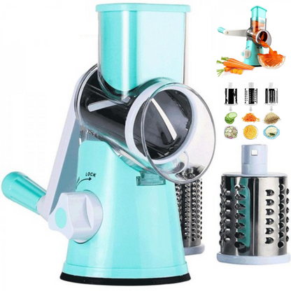 Manual Rotary Cheese Grater with Handle Washable Rotating Blade Round Grinder Slicer Kitchen Utensils Plastic Rack Set Shelf