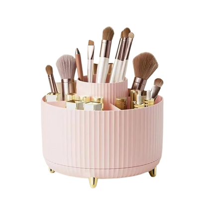 Large Capacity Makeup Brush Holder 5 Slot 360° Rotate Makeup Brush Holder Organizer Cup for Cosmetics Vanity Desktop