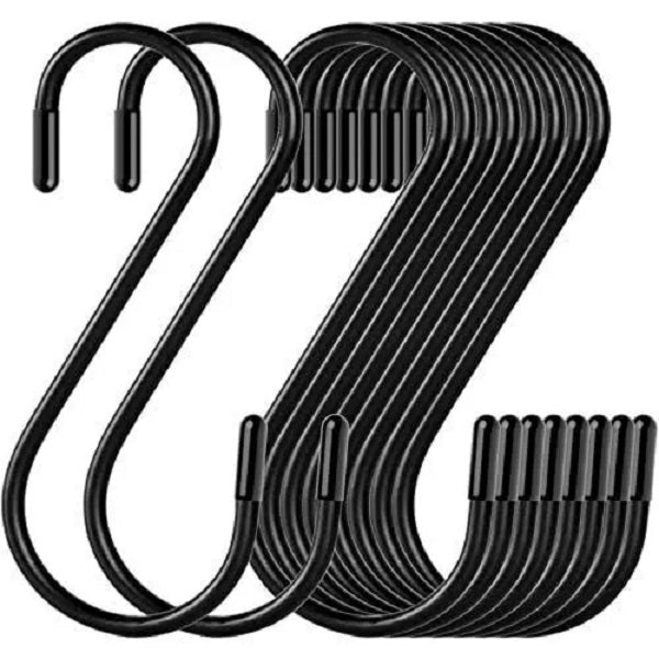 30 Pack Heavy Duty S Hooks Black Steel S Shaped Hooks for Hanging Pans Pots Plants Bags Towels Kitchen Hooks Hanger, Large 3.5 inch