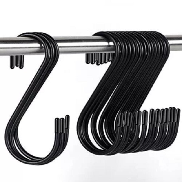 30 Pack Heavy Duty S Hooks Black Steel S Shaped Hooks for Hanging Pans Pots Plants Bags Towels Kitchen Hooks Hanger, Large 3.5 inch