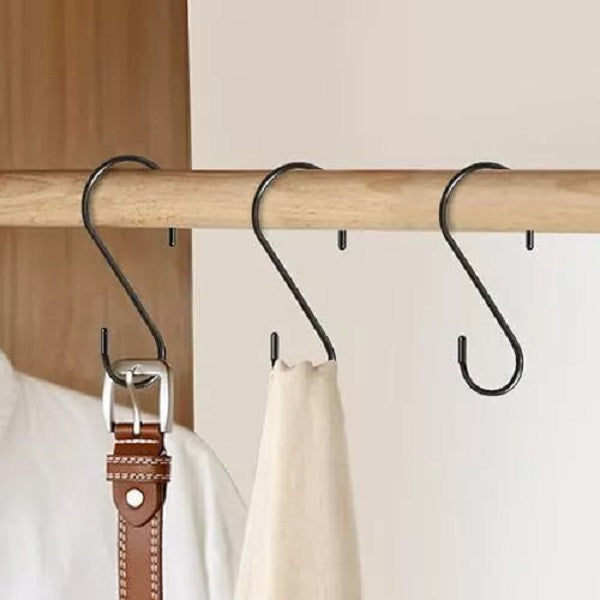 30 Pack Heavy Duty S Hooks Black Steel S Shaped Hooks for Hanging Pans Pots Plants Bags Towels Kitchen Hooks Hanger, Large 3.5 inch