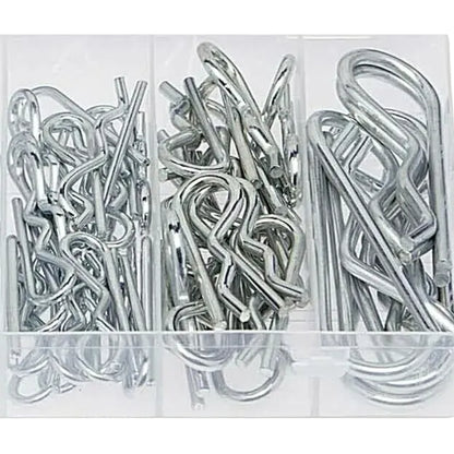 Cotter Pin Assortment Kit, 150 Piece Zinc Plated Steel Clips, Small Cotter Pins for Use on Hitch Pin Lock System, R Clips