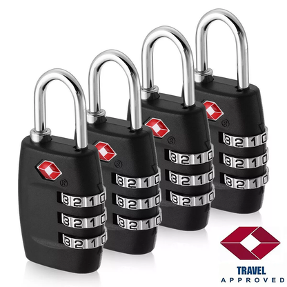 TSA Approved Luggage Lock – 3-Digit Combination Padlock, Durable Zinc Alloy, Resettable, Perfect for Suitcases, Gym Lockers, Travel & Security Needs