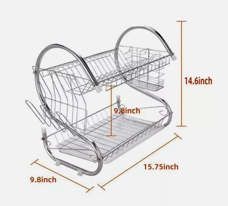 S-Shaped 2-Layer Dish Drainer Rack | Stylish Storage for Bowls, Dishes & Utensils | Space-Saving Shelf for Organized Kitchens