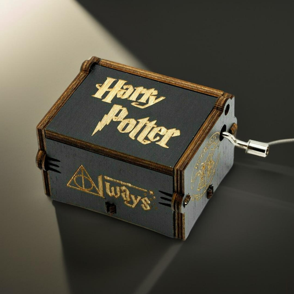 Harry Potter Merch - Wooden Music Box, Hand-Cranked Classic Magical Wooden Keepsake, Handmade Perfect Fan Gift