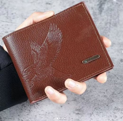 Juan Wallet Men's Foldable PU Leather Eagle Pattern Wallet Credit Card Holder - New - Brown