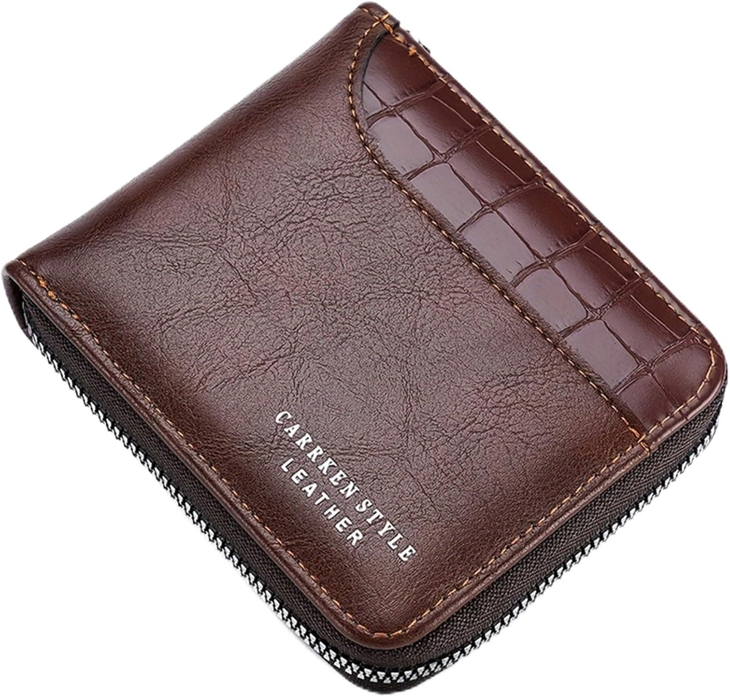 Men'S Wallet Carrken Style Leather, Zipped, Credit Card, Light Brown