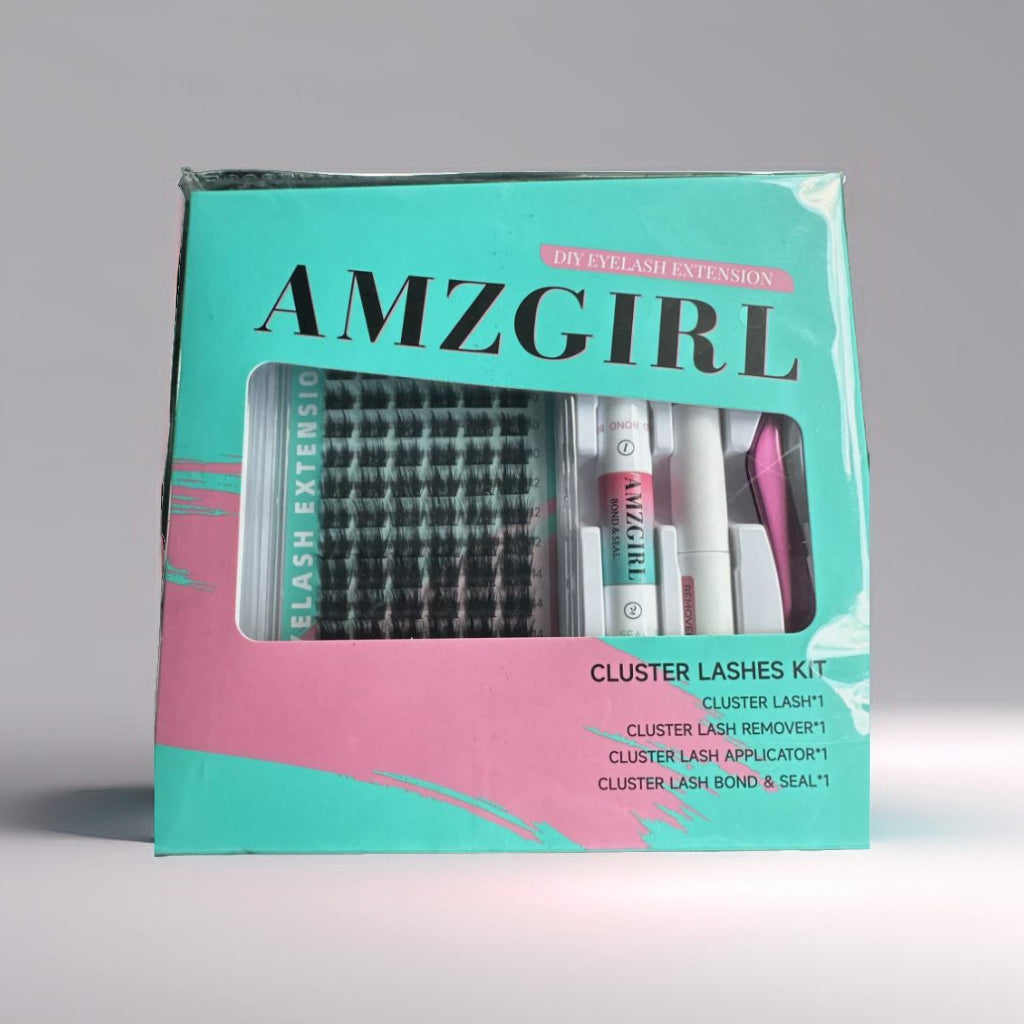 Amzgirl Lash DIY Eyelash Extensions Kit - Cluster Lash 84Pc W/ Remover Bond Seal