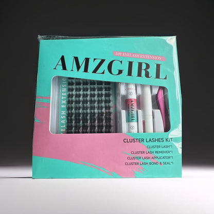 Amzgirl Lash DIY Eyelash Extensions Kit - Cluster Lash 84Pc W/ Remover Bond Seal