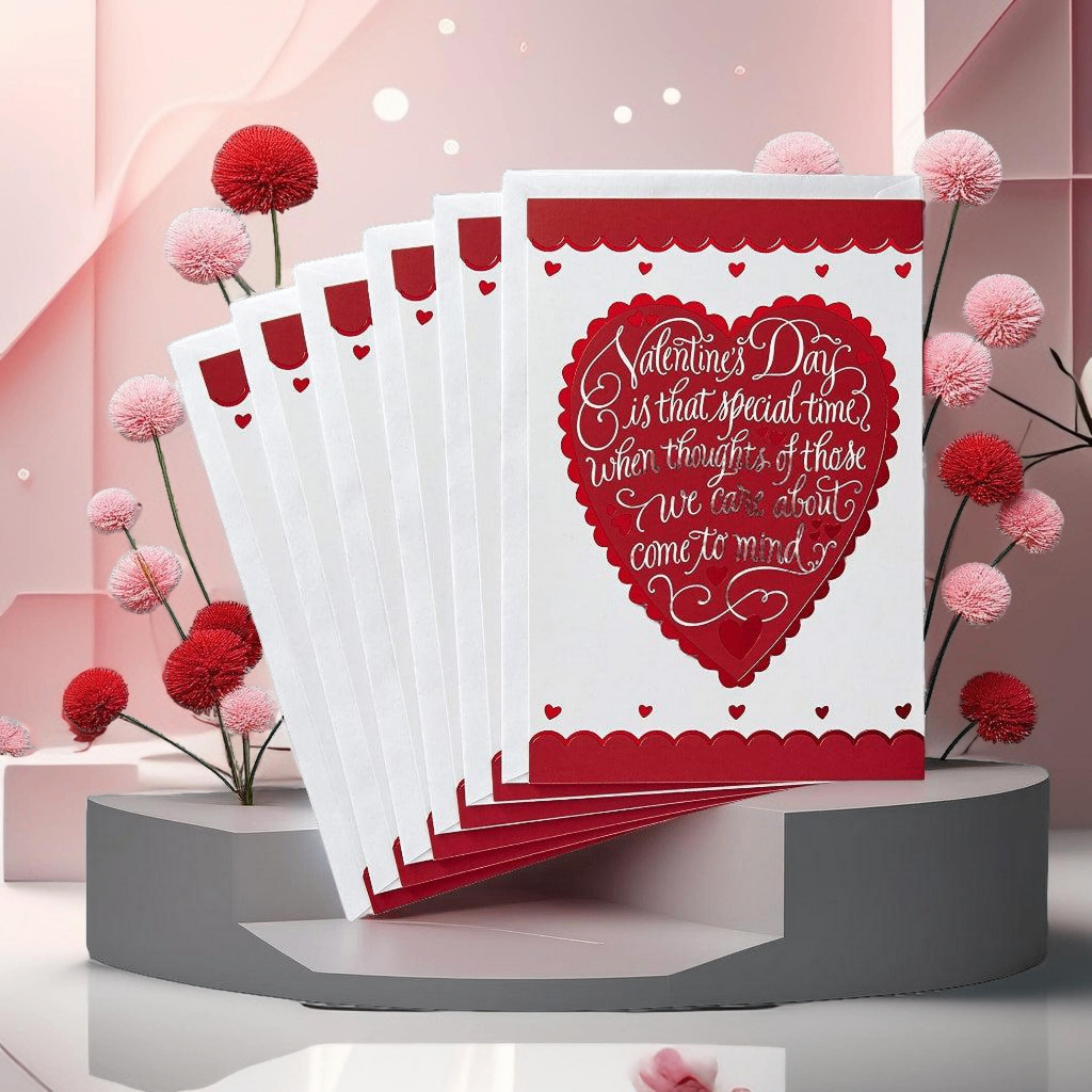 Hallmark Valentine's Day Cards Pack – 6 Heart-Themed Cards with Envelopes, Perfect for Love Notes, Anniversaries & Special Occasions, Premium Quality