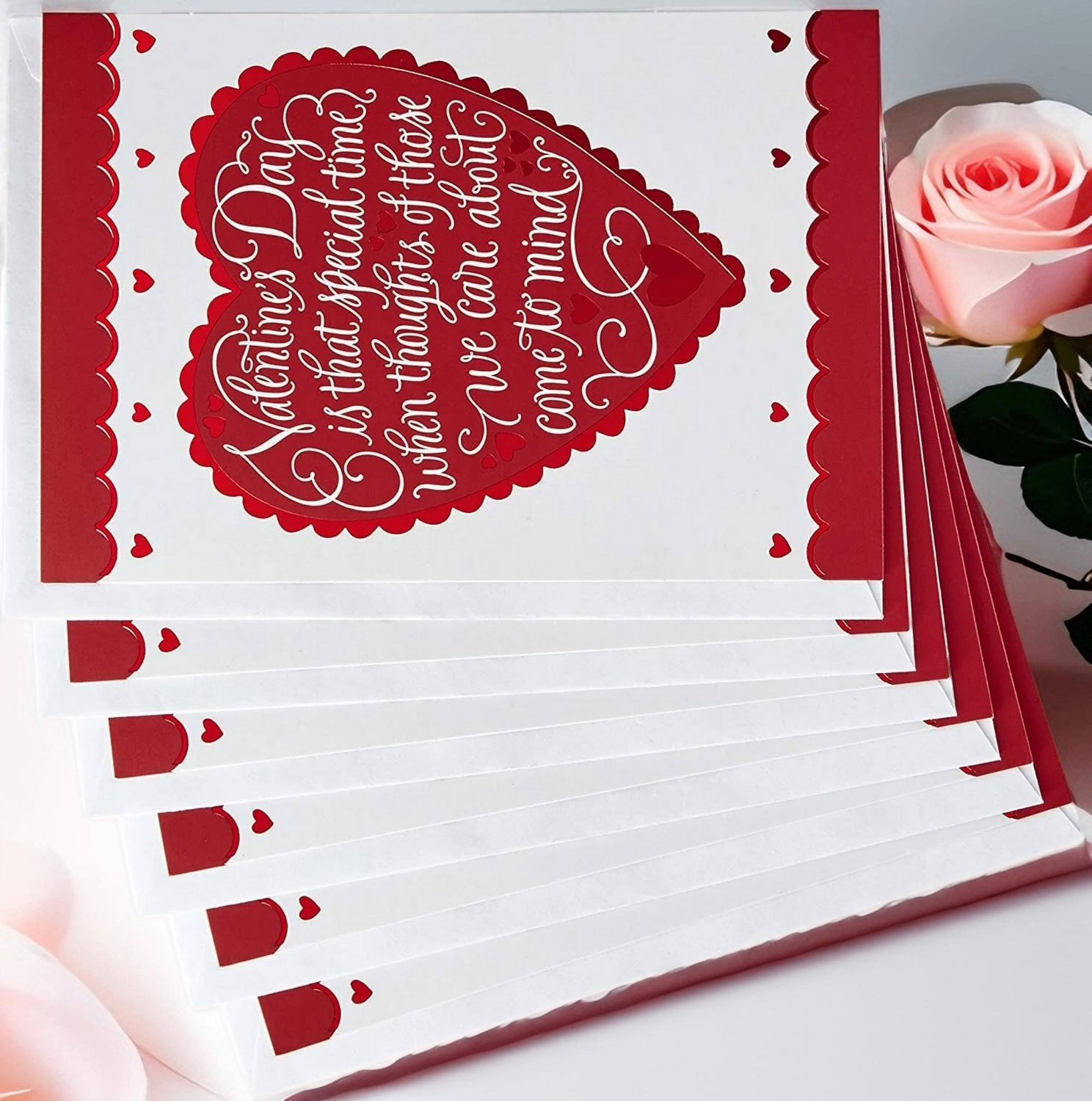 Hallmark Valentine's Day Cards Pack – 6 Heart-Themed Cards with Envelopes, Perfect for Love Notes, Anniversaries & Special Occasions, Premium Quality