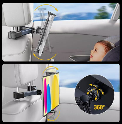 360° Car Back Seat Headrest Tablet Holder – Fits 4.7-12.9'' Smartphones Tablets! Perfect for Movies, Games on Road Trips