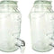 TikTok Party Must-Have Set of 2 Mason Jar Lemonade Dispensers (3L) w/ Lids & Spigots –Perfect Drinkware Glass Jugs Plastic Airtight Leakproof Stylish