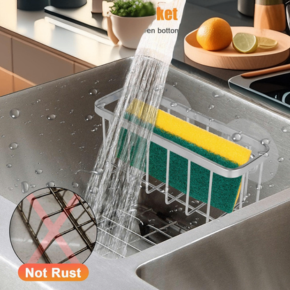 TikTok Shop Trending Sponge Holder: Suction Cup Sink Basket for Kitchen Organization – Rustproof, Organiser Plastic Rack Smooth Metal