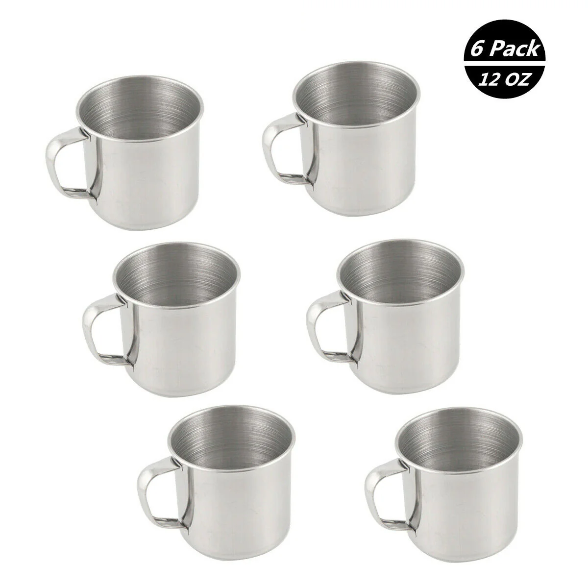 Trending Stainless Steel Camping Mugs 6-Pack | Lightweight 12oz Cups for Coffee, Soup, Hot & Cold Drinks, Rust-Resistant, Durable & Travel-Friendly