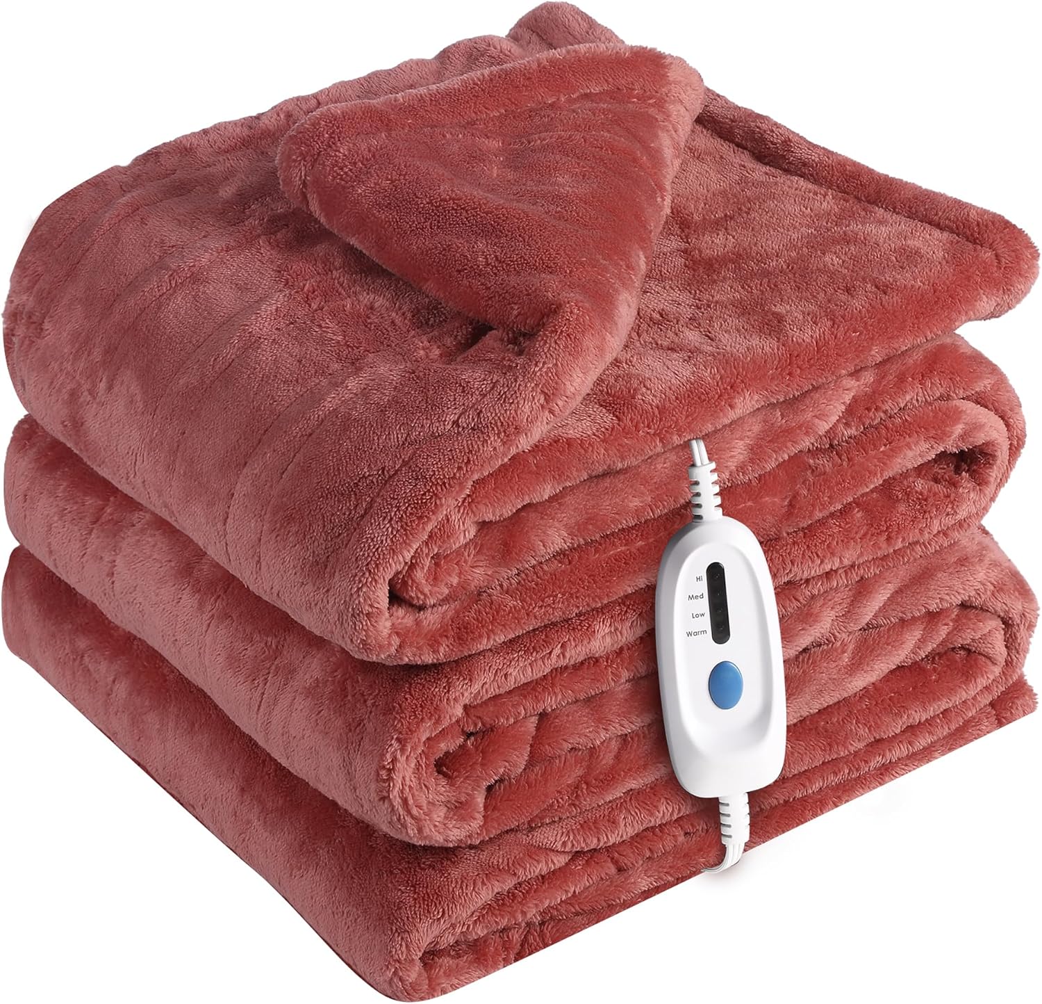 Electric Heated Blanket - Soft Flannel, 4 Heat Levels, Auto Shut-Off, Overheating Protection, Easy to Clean, King Size (72''x84'')