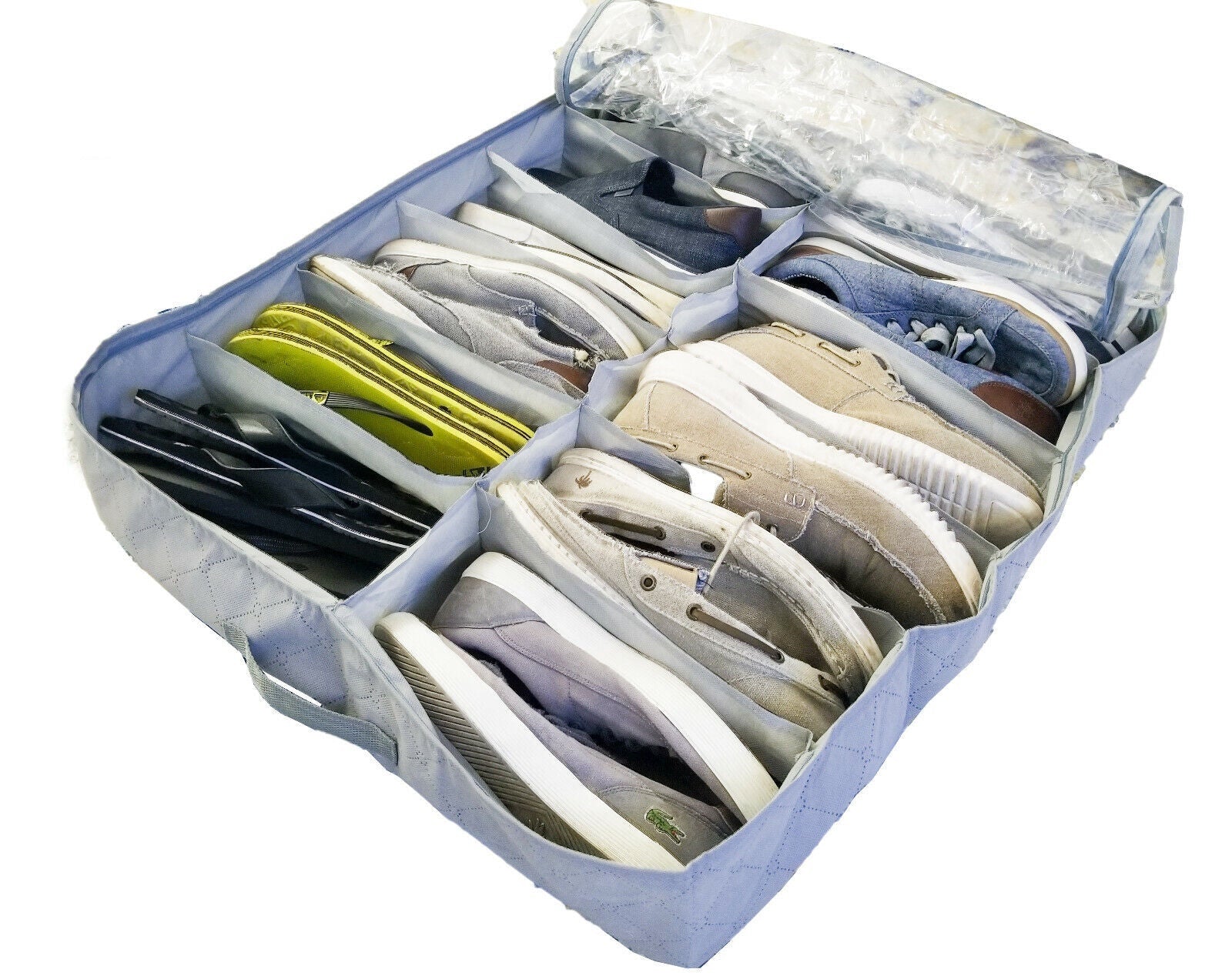 Organizer Storage Shoe Organizer Under Bed Storage Holds 14 Pairs with Clear Cover Dustproof Space Saver for Small Rooms & Closets