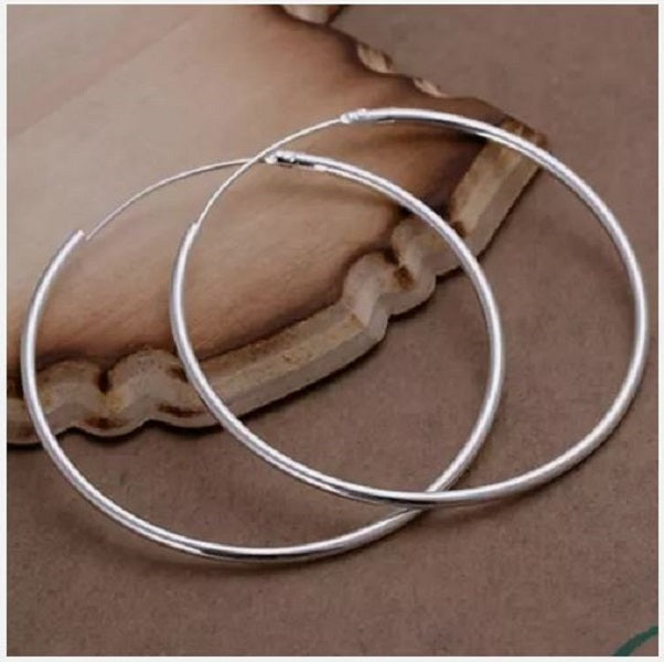 Large Hoop Earrings for Women – 925 Silver Plated Big Round Thin Hoops, Lightweight & Stylish, Perfect for Everyday & Party Looks