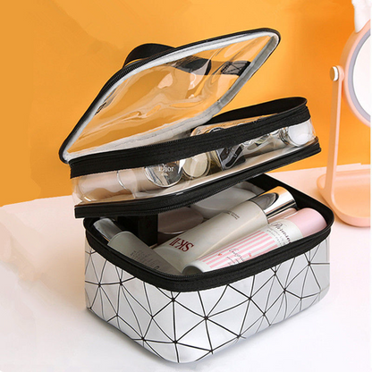 emergency kit for girls Waterproof Travel Makeup Bag Cosmetic Organizer with Transparent Compartment, Large-Capacity Toiletry Pouch