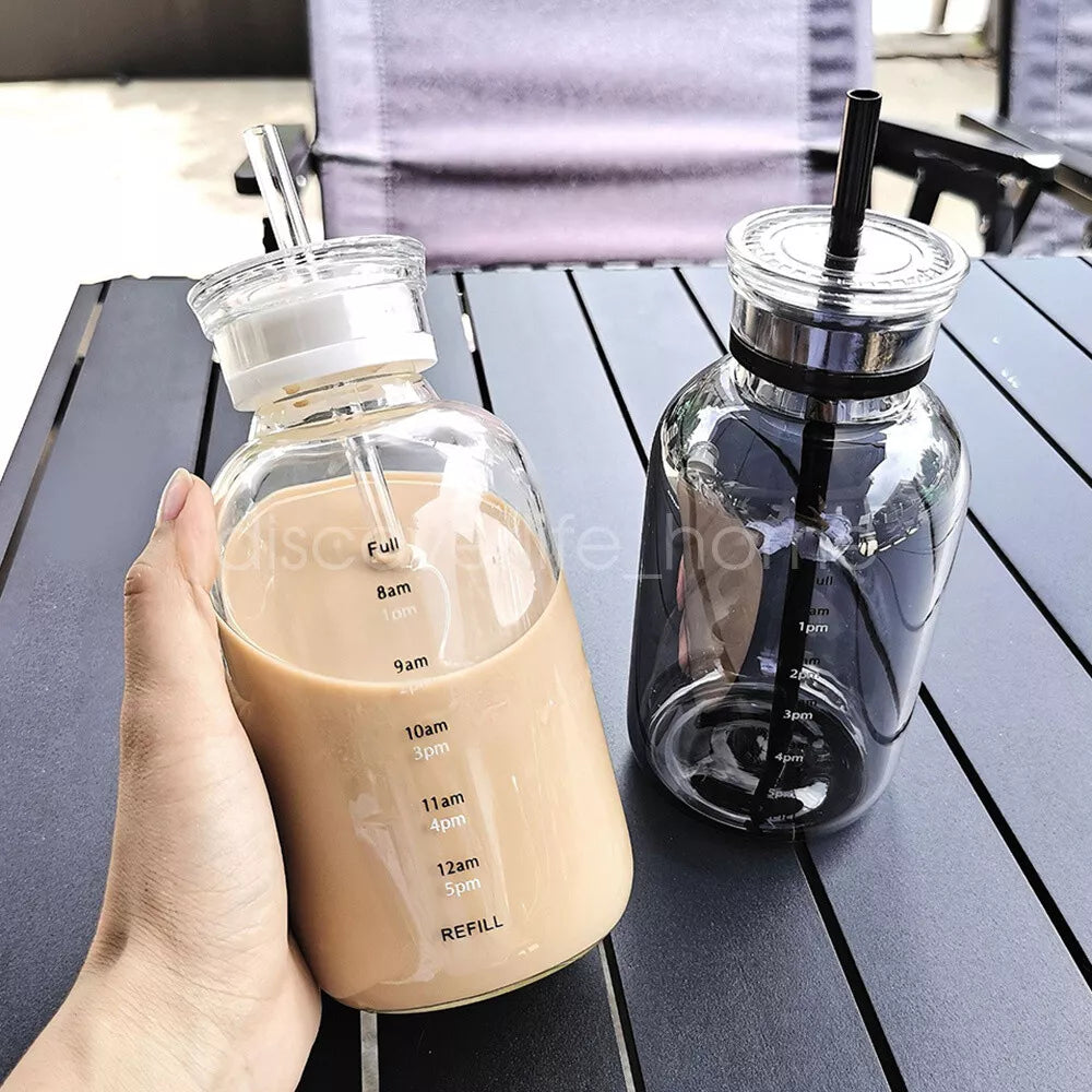 mystic juice glass bottles Aesthetic Water Bottle Cup Drinkware Lightweight Portable Reusable  Disposable Borosilicate Breakfast Transparent Plastic