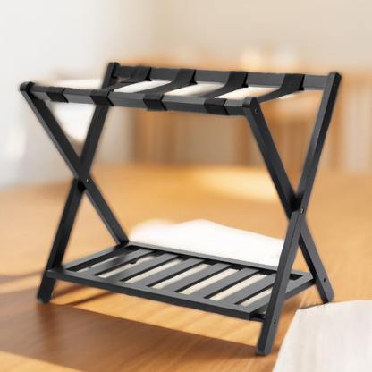 david yurman luggage rack Folding Bamboo Luggage Rack Portable Suitcase Stand Travel-Friendly Durable & Space-Saving for Home & Hotel