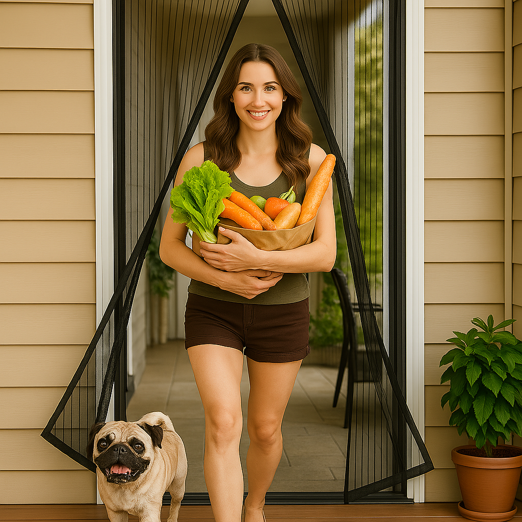 Magnetic Screen Door Mesh Hands-Free Net – Bug Proof Fly Mosquito Curtain, Easy Install, Auto Closer, Pet & Kid Friendly, Fits Doors Up to 38"x83"